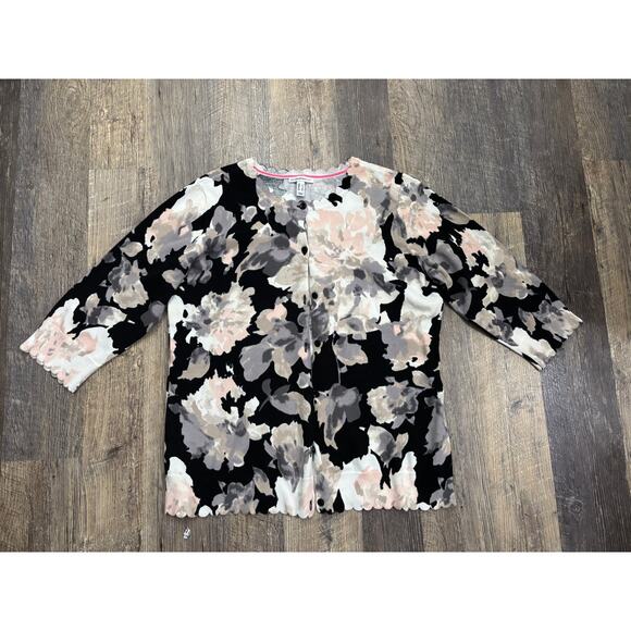 Isaac Mizrahi Live Floral Print Cadigan Size Large - Picture 1 of 5